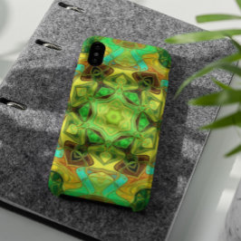 Funda Para iPhone 11 Mosaico Mandala Flor Verde Azul y Amarillo