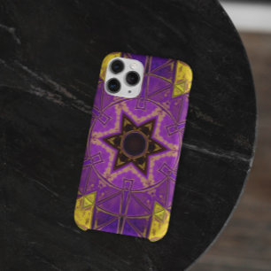 Funda Para iPhone 11 Mosaico Mandala morado y amarillo