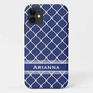 Funda Para iPhone 11 Mosaico marroquí azul de la marina moderna