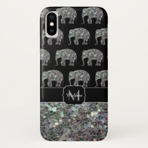 title_seo2 Mosaico plateado brillante elefante monograma bril