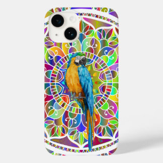 Funda Para iPhone 14 De Case-Mate Mosaico Tropical – Mandala de Guacamayo Azul y Dor
