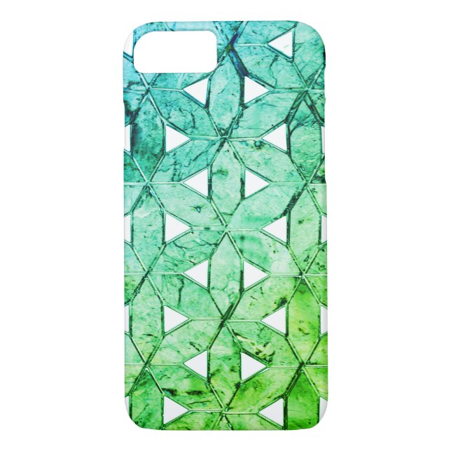 Funda De Case-Mate Para iPhone Mosaico verde acuamarino | flor de la vida (Reverso)