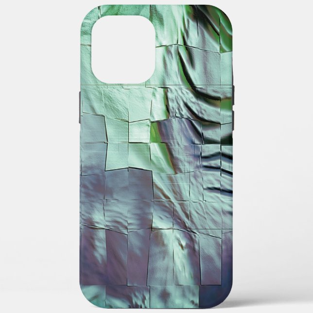 Funda De Case-Mate Para iPhone Mosaico verde grisáceo con suave esculpido y satin (Reverso )