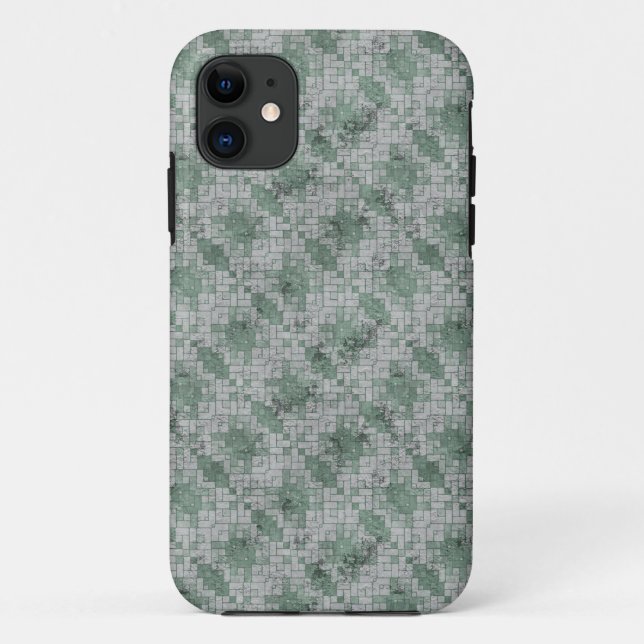 Funda De Case-Mate Para iPhone Mosaico Verde Grunge (Reverso)