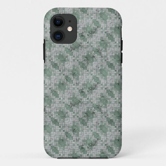 Funda De Case-Mate Para iPhone Mosaico Verde Grunge (Reverso)