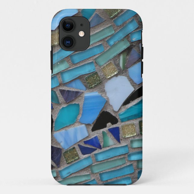 Funda De Case-Mate Para iPhone Mosaicos azules y verdes (Reverso)