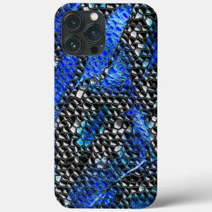 Funda Para iPhone 13 Pro Max Mosaicos hexagonales o balanzas azules y grises a 