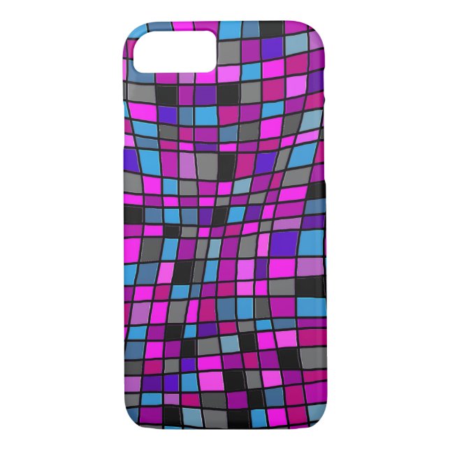 Funda De Case-Mate Para iPhone Mosaicos morados divertidos (Reverso)
