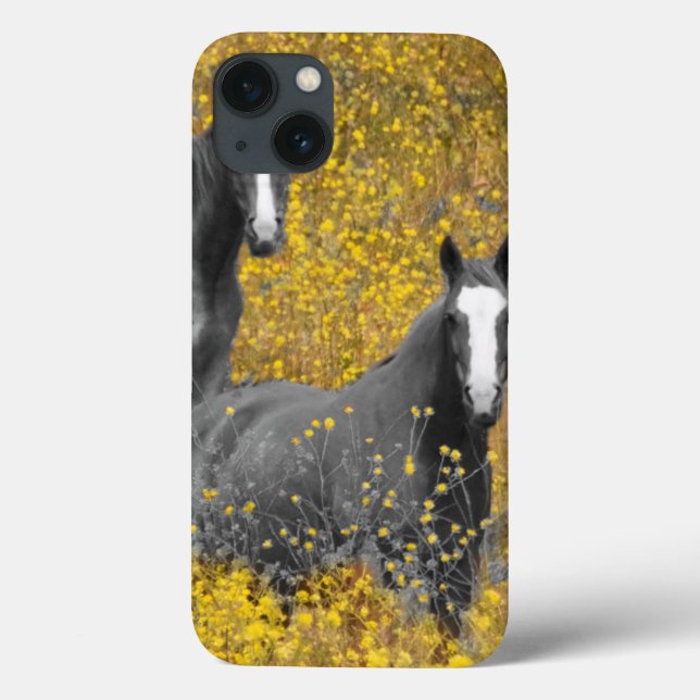 Funda De Case-Mate Para iPhone Mostaza y caballos (Reverso)