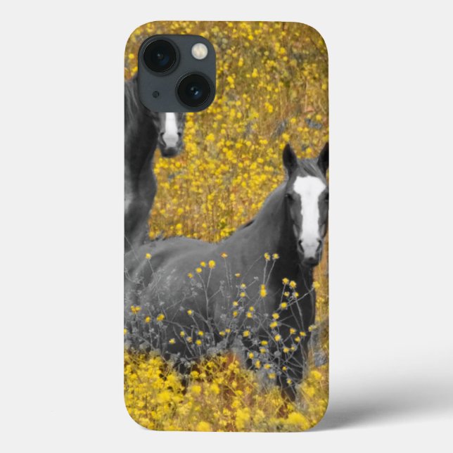 Funda De Case-Mate Para iPhone Mostaza y caballos (Reverso)