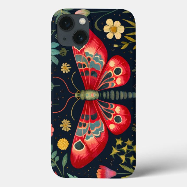 Funda De Case-Mate Para iPhone Moth Roja En El Jardín Nocturno (Reverso)