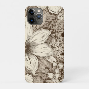 Funda Para iPhone 11 Pro Motivo Botánico Refinado en Tonos Suaves Sepia