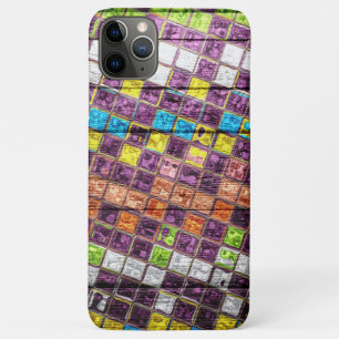 Funda Para iPhone 11 Pro Max Motivo de mosaico colorido Aspecto de madera #4