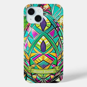 Funda Para iPhone 15 Motivo de Pascua Dibujo Animado en Color con Huevo