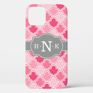 Funda Para iPhone 12 Motivo de vieiras de color rosa brillante mosaico