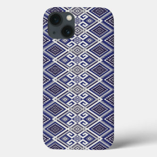 Funda Para iPhone 13 Motivo Tribal Azul Marino en Patrón de Superficie