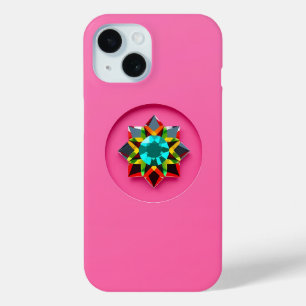 Funda Para iPhone 15 Moto de cristal multicolor en rosa