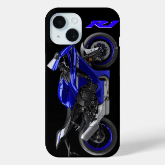 Funda Para iPhone 15 Motocicleta azul R1 Sportsbici
