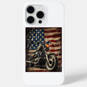 Funda Para iPhone 15 Pro Max Motocicleta Bandera Retro Bici