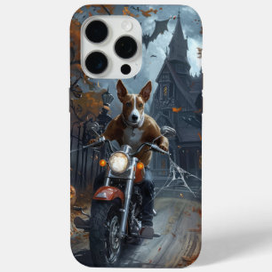 Funda Para iPhone 15 Pro Max Motocicleta Basenji Halloween Scary
