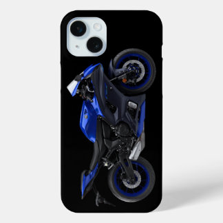 Funda Para iPhone 15 Mini Motocicleta Blue Yamaha Yzf-R7