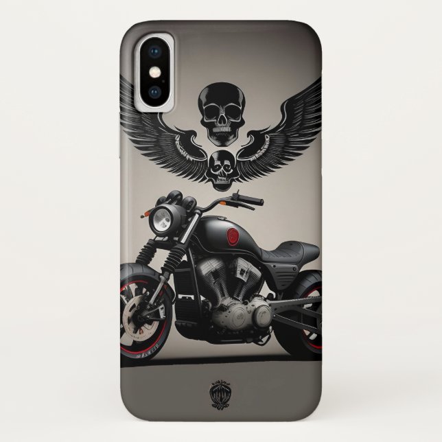 Funda De Case-Mate Para iPhone Motocicleta personalizado con cráneo y gráfico ala (Reverso)