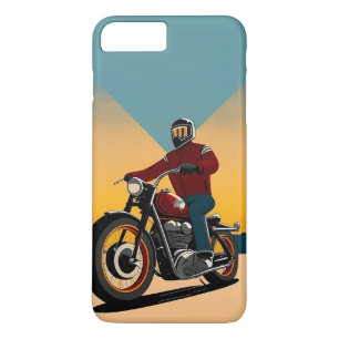 Funda Para iPhone 8 Plus/7 Plus Motociclista con estilo retro en una puesta de sol