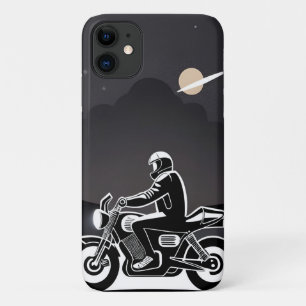 Funda Para iPhone 11 Motociclista conduciendo bajo el cielo iluminado p