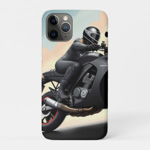 Funda Para iPhone 11 Pro Motociclista conduciendo una moto de alto rendimie