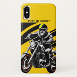 Funda Para iPhone X Motociclista elegante en bicicleta de crucero