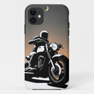 Funda Para iPhone 11 🌇 Motociclista moderno montando una elegante moto