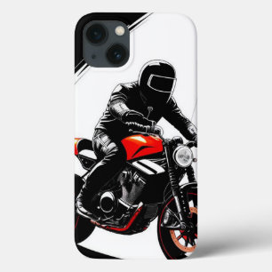 Funda Para iPhone 13 Motociclista montando una moto de calle elegante