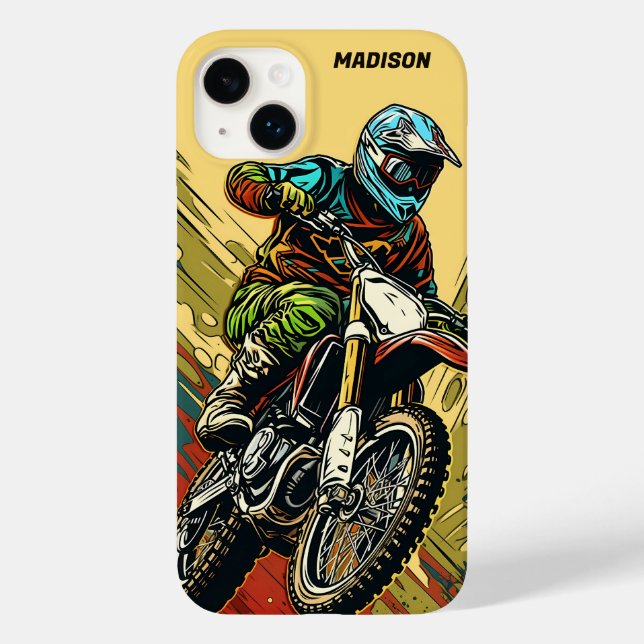Funda De Case-Mate Para iPhone Motocross de nombre personalizado (Reverso )