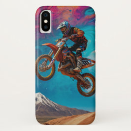 Funda Para iPhone X Motocross Racer en la pendiente de montaña