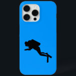 Funda Para iPhone 15 Pro Max Motorola Droid RAZR - Buceador Scuba<br><div class="desc">Silueta negra del buceador scuba en el "mar azul profundo"</div>