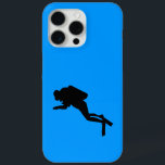Funda Para iPhone 15 Pro Max Motorola Droid RAZR - Buceador Scuba<br><div class="desc">Silueta negra del buceador scuba en el "mar azul profundo"</div>
