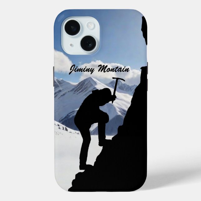 Funda De Case-Mate Para iPhone Mountaineering with Climber Silhouette and Mtns (Reverso )