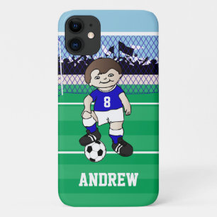 Funda Para iPhone 11 Muchacho lindo personalizado del fútbol