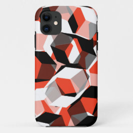 Funda Para iPhone 11 Muchos hexágonos con partes coloreadas, en rojo cl
