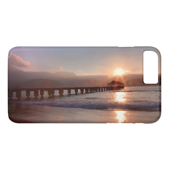 Funda De Case-Mate Para iPhone Muelle de playa al atardecer, Hawaii (Reverso (horizontal))
