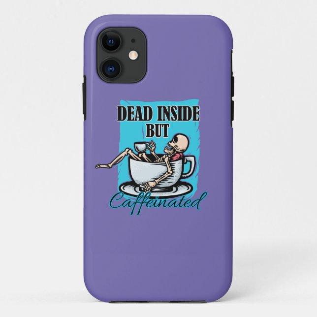 Funda De Case-Mate Para iPhone Muerto Dentro Pero Café Cafeado Amo Skeleton (Reverso)