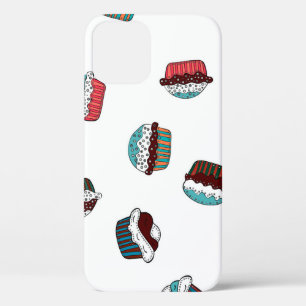 Funda Para iPhone 12 Muffin. Feliz cumpleaños con fondo de quequitos en