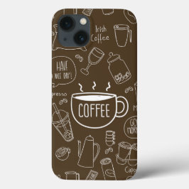 Funda Para iPhone 13 Mug de patrón de la copa de café retro - Perfecto 