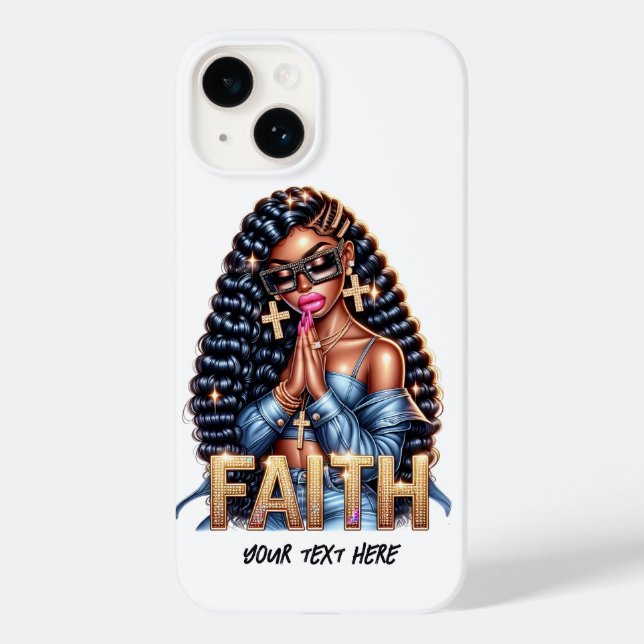Funda De Case-Mate Para iPhone Mujer afroamericana en cristiano orante (Reverso )