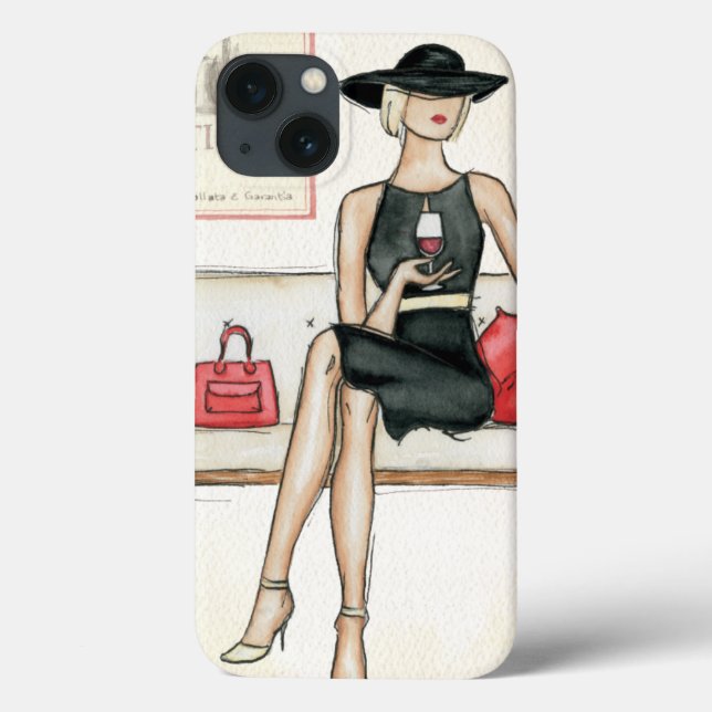 Funda De Case-Mate Para iPhone Mujer bebiendo vino rojo (Reverso)