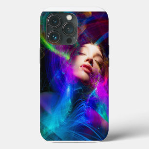 Funda Para iPhone 13 Pro Mujer-cara-luz-pintura-luz