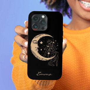 Funda Para iPhone 13 Pro Mujer celestial luna y estrellas, boho, elegante o