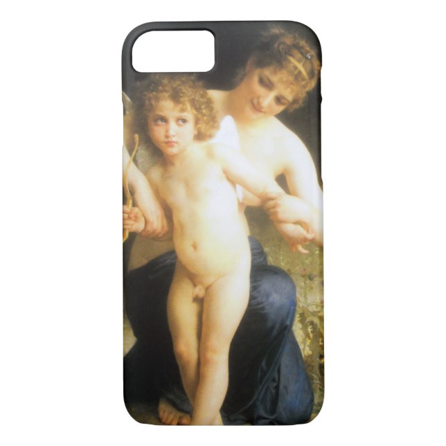 Funda De Case-Mate Para iPhone Mujer con Cupido, Bouguereau (Reverso)