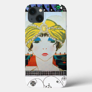 Funda Para iPhone 13 MUJER CON FORMA ORIENTAL AMARILLA TURBANA / Bellez