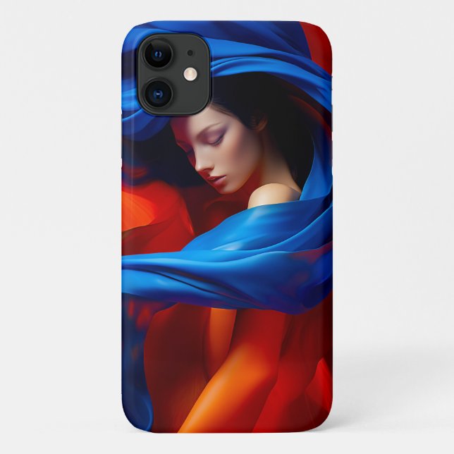 Funda De Case-Mate Para iPhone Mujer con velo azul cobalto en antecedentes Naranj (Reverso)